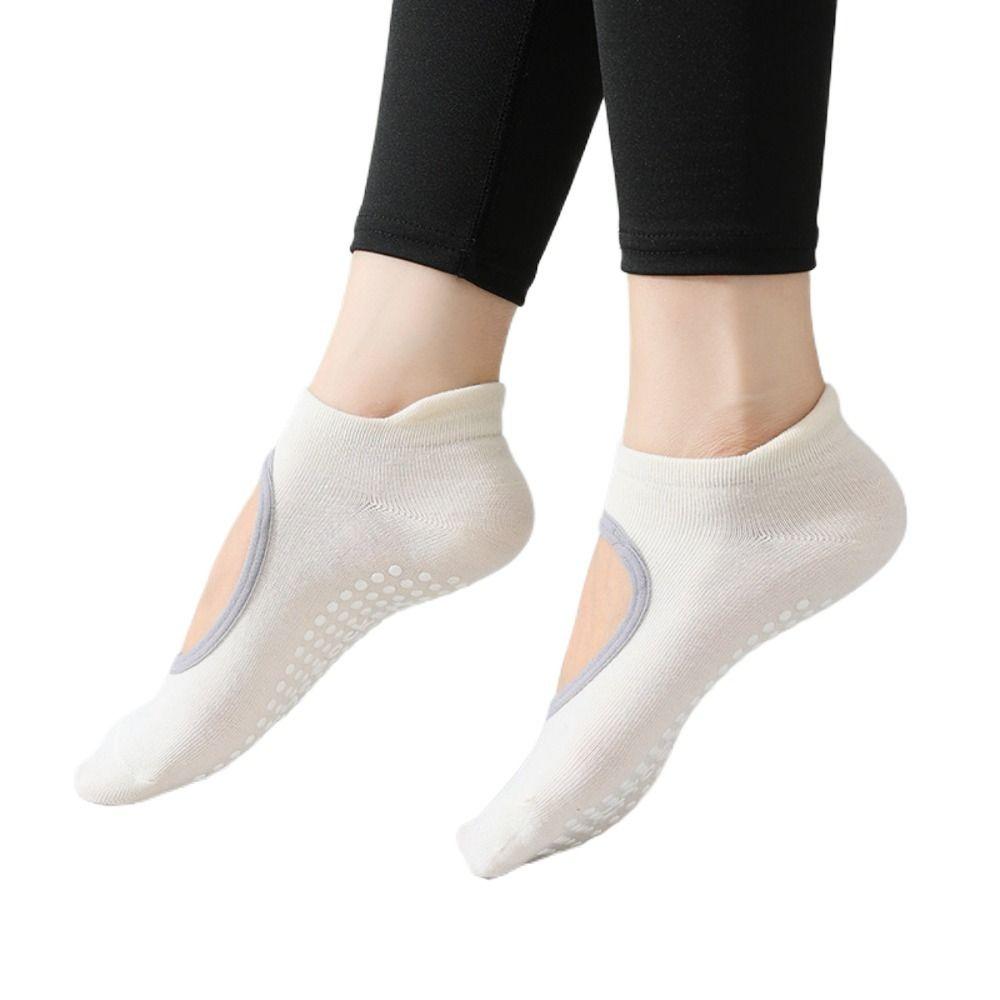 Backless Yoga Socks Anti-slip Ballet Pilates Socks Elastic Girl бежевый