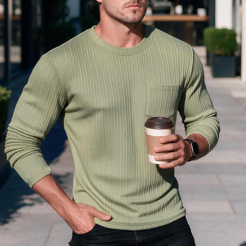 Men's Cable Knit Long Sleeve Pullover Sweater In Color for Everyday