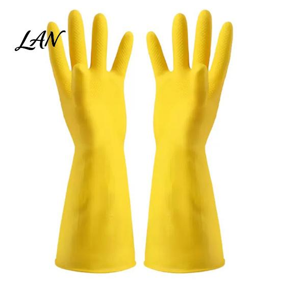 Heavy Duty PVC Gloves for Cleaning 2PCS Household Gloves, Reusable Waterproof Thickened Work Extended Flexible Food Preparation Wristband Multi