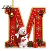 Decorative Gift Tags Cute Snowman Letter Christmas Ornament, 2D Flat Personalized A-Z Alphabet Tree Ornaments Acrylic Hanging Pendant for Xmas
