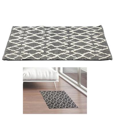 [R2499] – Schwarz-beiger Baumwollteppich „Boho“ – 90 x 60 cm