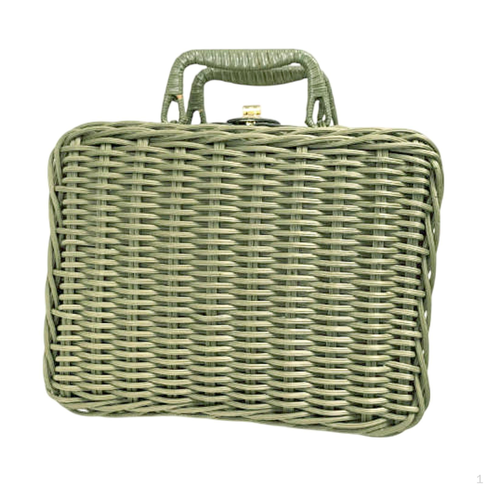 Handcrafted Rattan Storage Basket with Handle for Camping 22cm