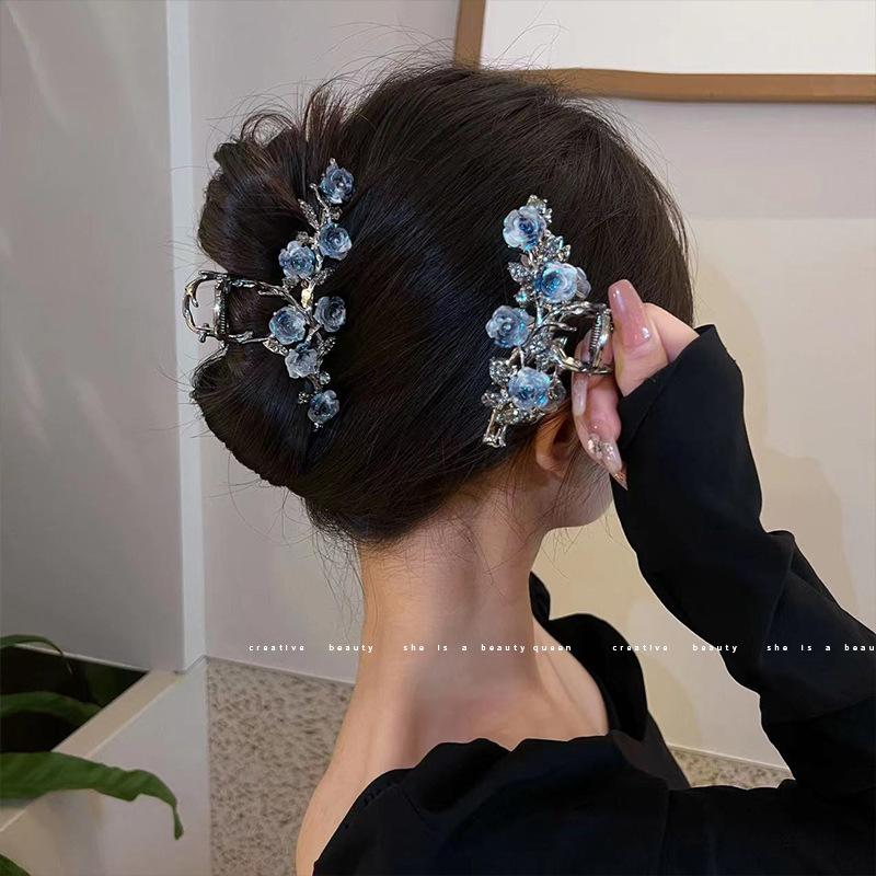 1PC Metal Camellia Grab Clip Female Back of Head Elegant Disc Hair Grab Shark Clip Headgear Hairpin Temperament Hairpin