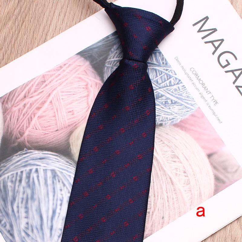 Синий Деловой Галстук на Молнии 8 см Полиэстер Повседневный Жаккардовый Ленивый Галстук, Легко Затягивающийся Галстук