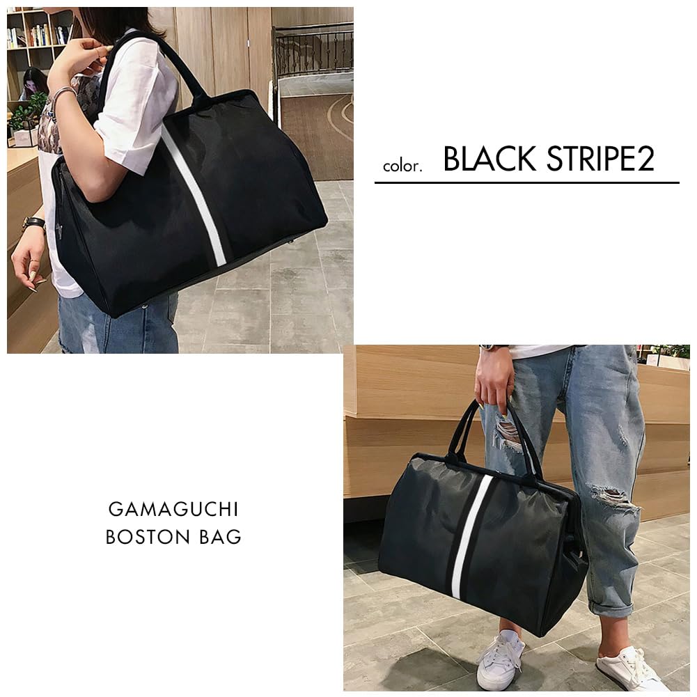 Black Stripe 2 Boston Bag for Travel Travel School Large Large [SP Lab] Women, Bag, Bag, Purse, Men's Bag, Trip, Golf, Lightweight, Capacity,