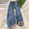 Fleece Narrow Straight Jeans Women's, Winter High Waist Loose and Thin Thickened Warm Wide-leg Pants