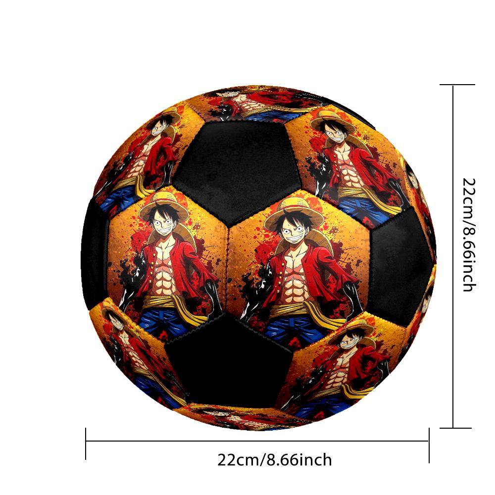 One Piece Anime Epic Illustration Soccer Ball Colorful All Ages Machine Stitched PVC Competition Ready Durable High-Bounce.SIZE5