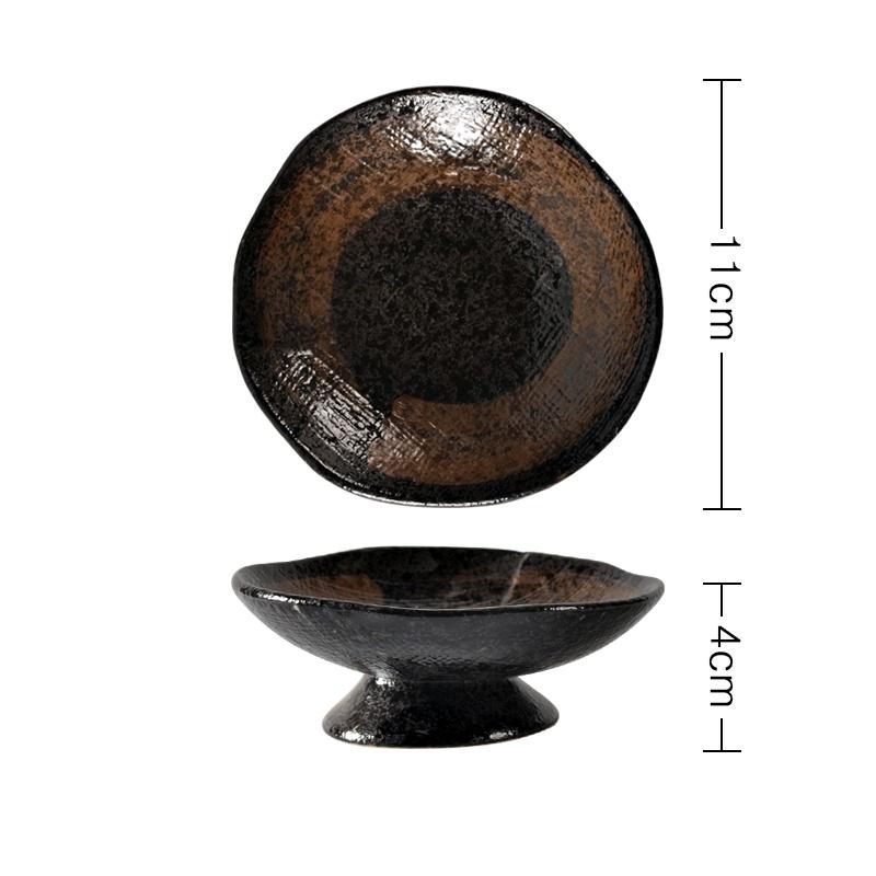 Creative Japanese ceramic plate with high feet saucer saucer snack tea dessert plates snack plate fruit plate bowls ramekin