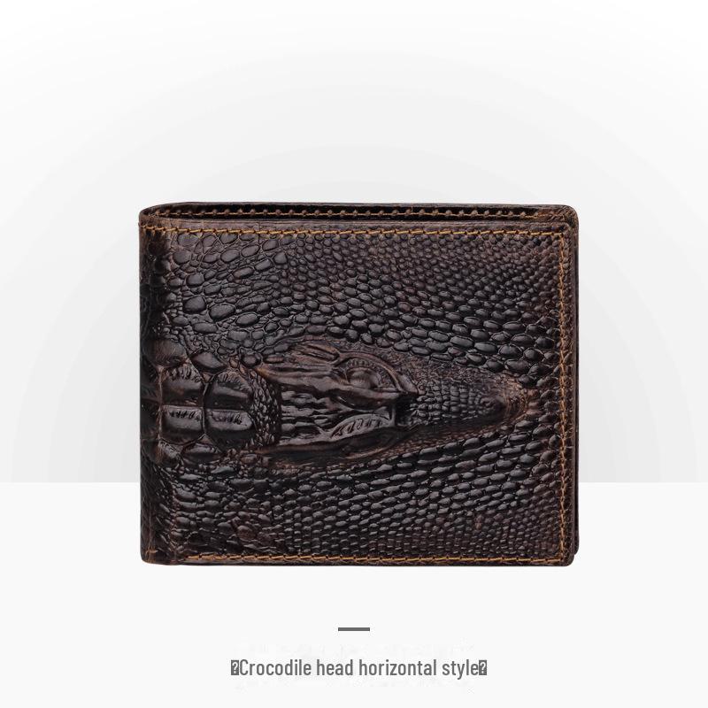 Men’s Retro Genuine Leather Wallet - Hand-Embossed Crocodile Pattern, Long, Large Capacity, Multi-Card Slots.