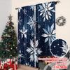 2pcs 2D flat printing Christmas Scene Curtain Blue Snowflakes Versatile Durable Polyester Without Electricity Versatile for