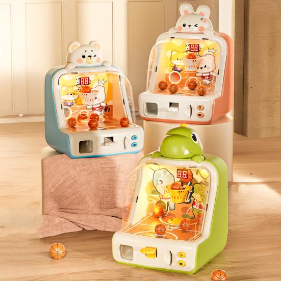 Animal Tabletop Basketball Shoot Game Mini Basketball Shoot Arcade Machine with Score Display Rabbit Dinosaur Bear Basketball Hoop Toy