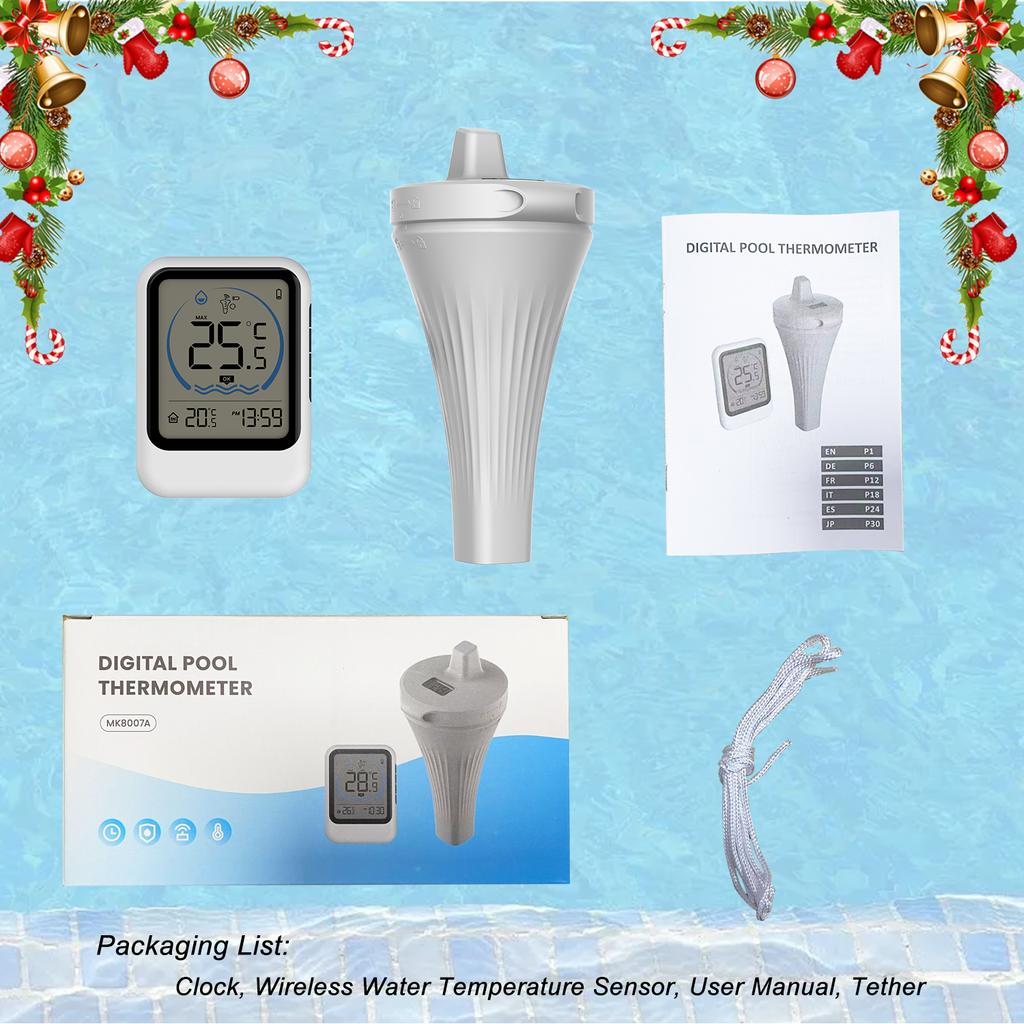 Wireless Digital LCD Pool Thermometer Clock Floating Swimming Pond Bathtub Aquarium Tank Water Indoor Temperature Monitor Record
