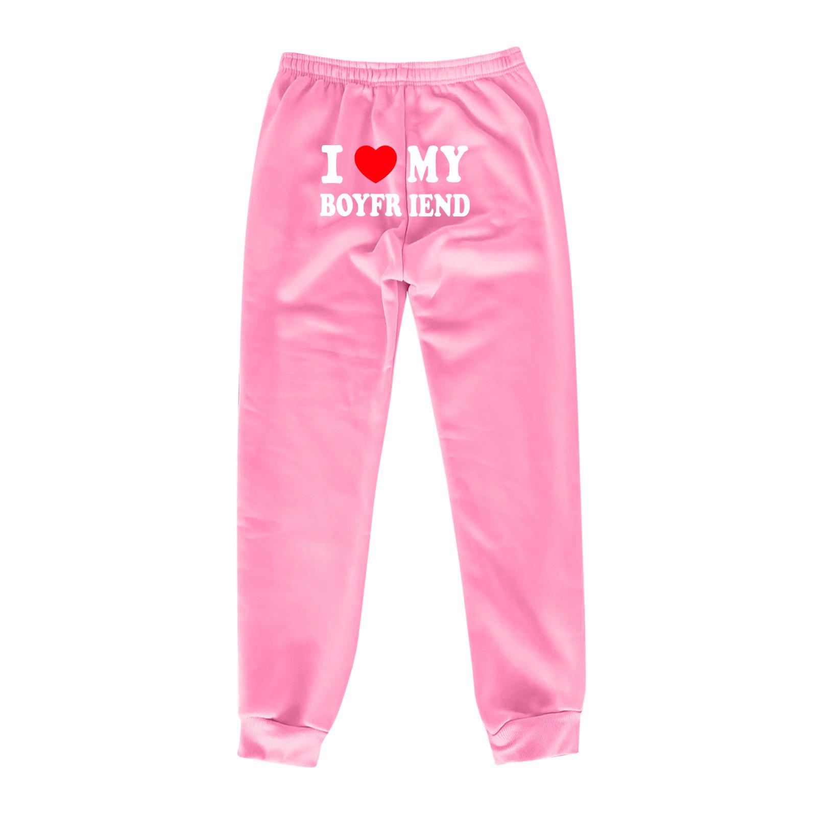 

I MY BOYFRIEND Print Unisex High-Waisted Casual Sweatpants with Cuffs XX-Large