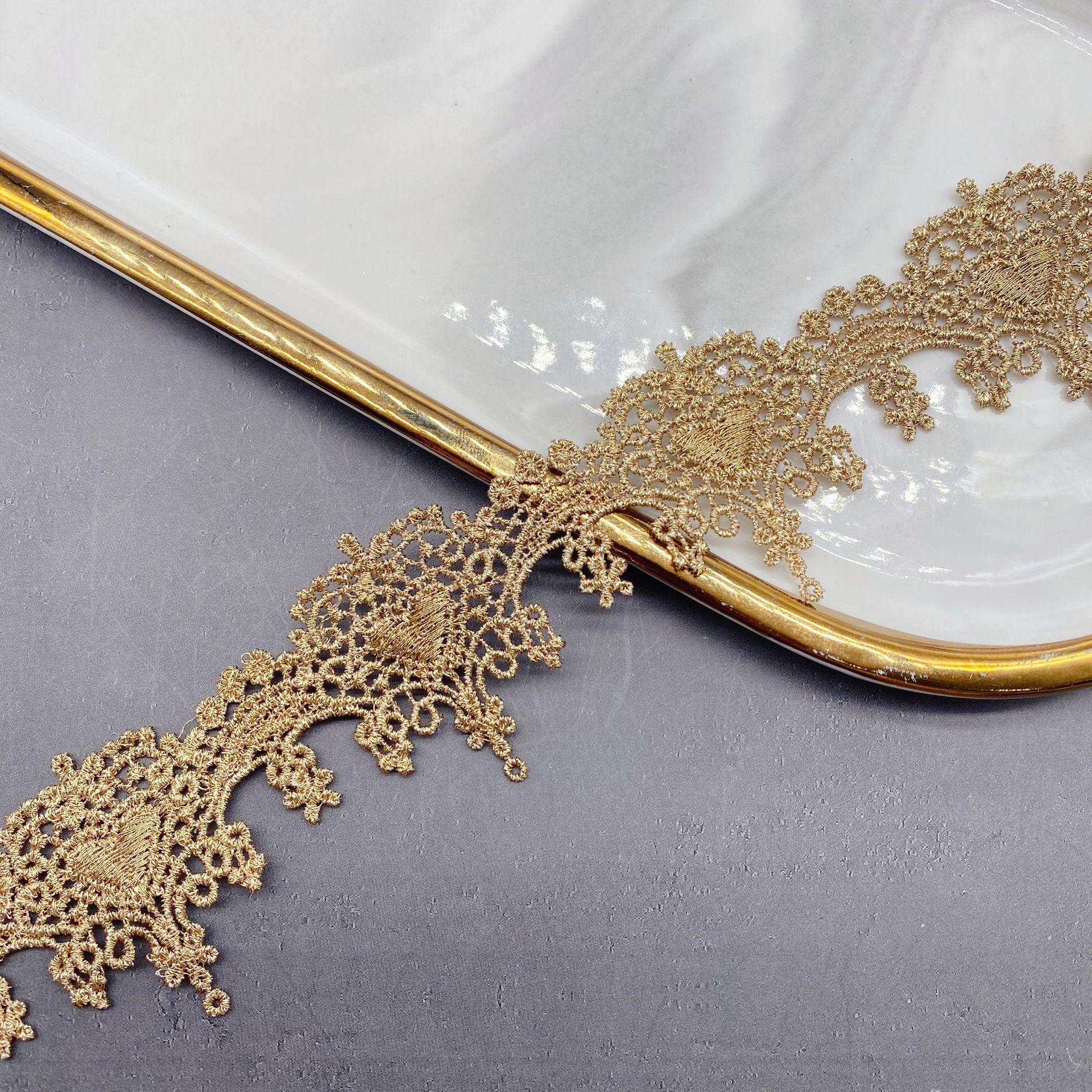 

1 ярд золотого водорастворимого кружева DIY ювелирные изделия золотые нити вышивка кружевные аксессуары 4 см в ширину золотой