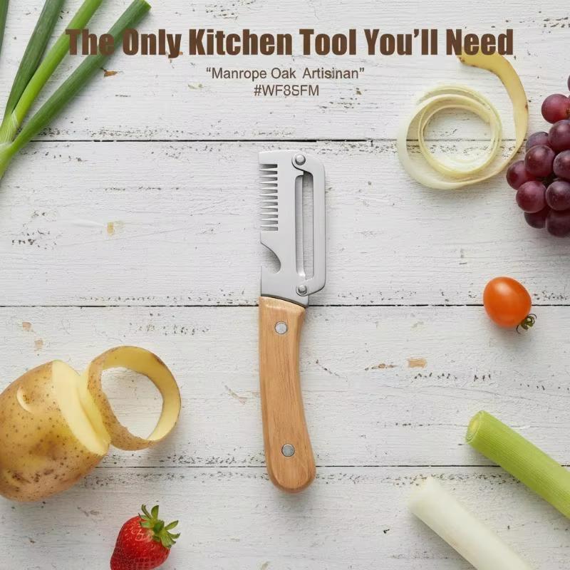 Durable Smooth Stainless Steel Peeler Wooden Handle Multifunctional Kitchen Accessory for Daily Fruit Veg Processing7