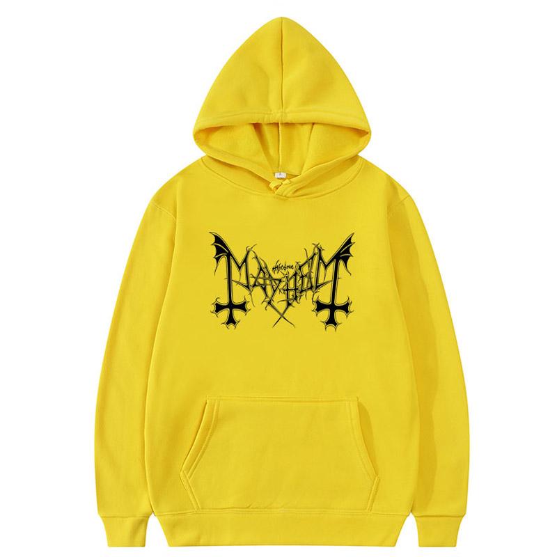 Spike-cross Men Hoodie Classic Hooded Pullover, Mayhem Metal Band Cross Logo Front Print, Cozy Fleece Sweatshirt for Sport Outdoor Casual Outfits