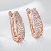 Trendy  Rose Gold Color Hoop Earrings For Women Luxury Natural Zircon Accessories Vintage Bride Wedding Jewelry