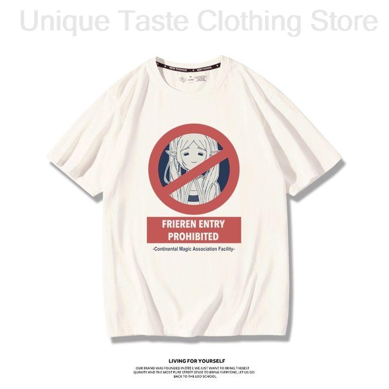 

Frieren Beyond Journeys End T Shirt Cartoon Funny Frieren Entry Prohibited Print Tshirt Unisex Women Cotton Short Sleeve Tee Tops S
