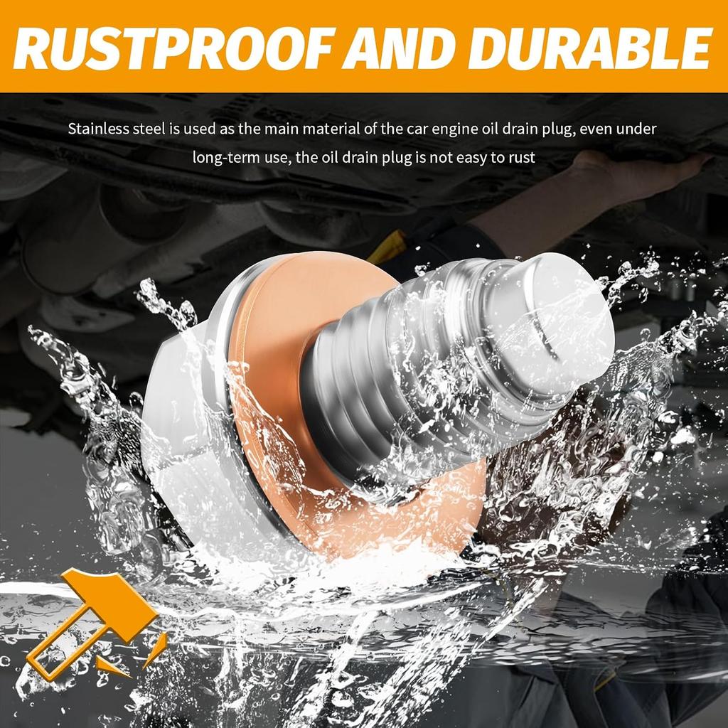 M12x1.25 Magnetic Oil Drain Plug with 5PCS Copper Oil Plug Crush Washer,Stainless Steels Car Oils Pan Drain Plugs Compatible with Mercury Scion