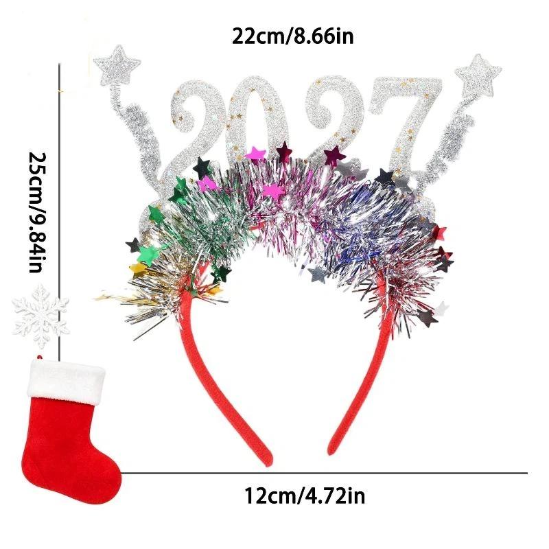 Year 2027 Headband Eyeglsses Gold Headbands Women Red Hairband Star Hair Accessories Christmas Party Decor