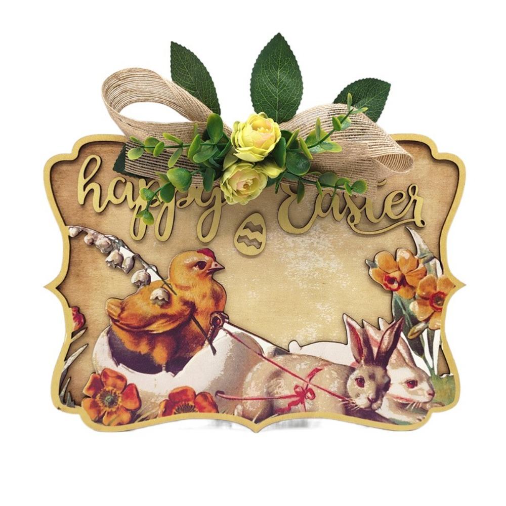 Wooden Easter Decoration Hanging Creative Wall Hanging Pendant Door Hanging  Background Layout