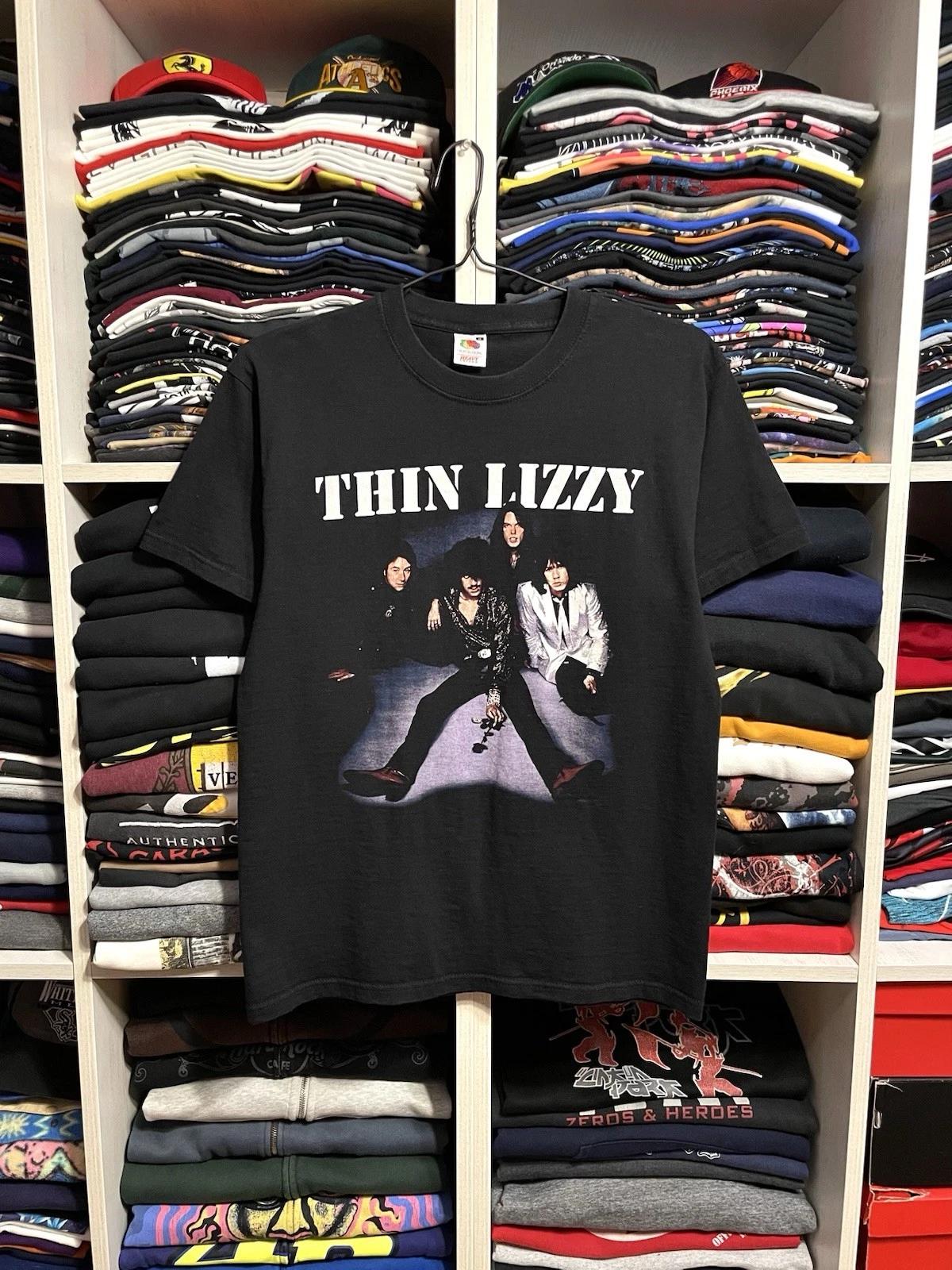 Vintage Y2K Thin Lizzy Hard Rock Band T-Shirt Size M Black S