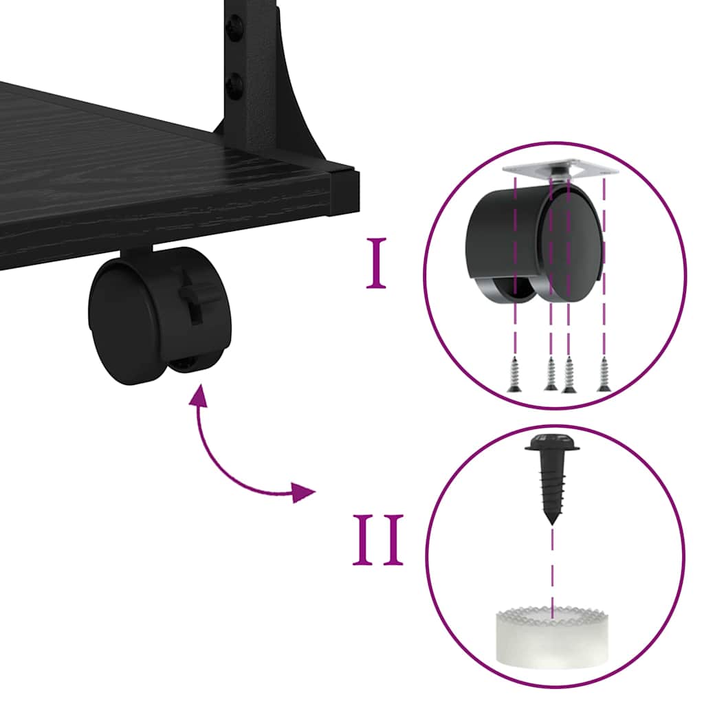 Printer Stand Black Oak Effect 43 x 48 x 64 cm