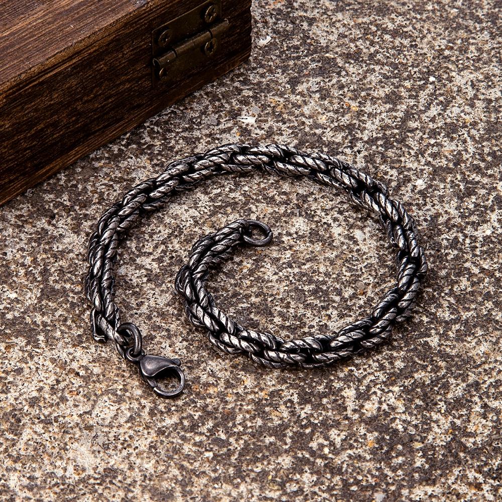 Men Stainless Steel Creative Retro Oxidized Black Biker Chain Bracelets Punk Rock Motorcycle Male Jewelry