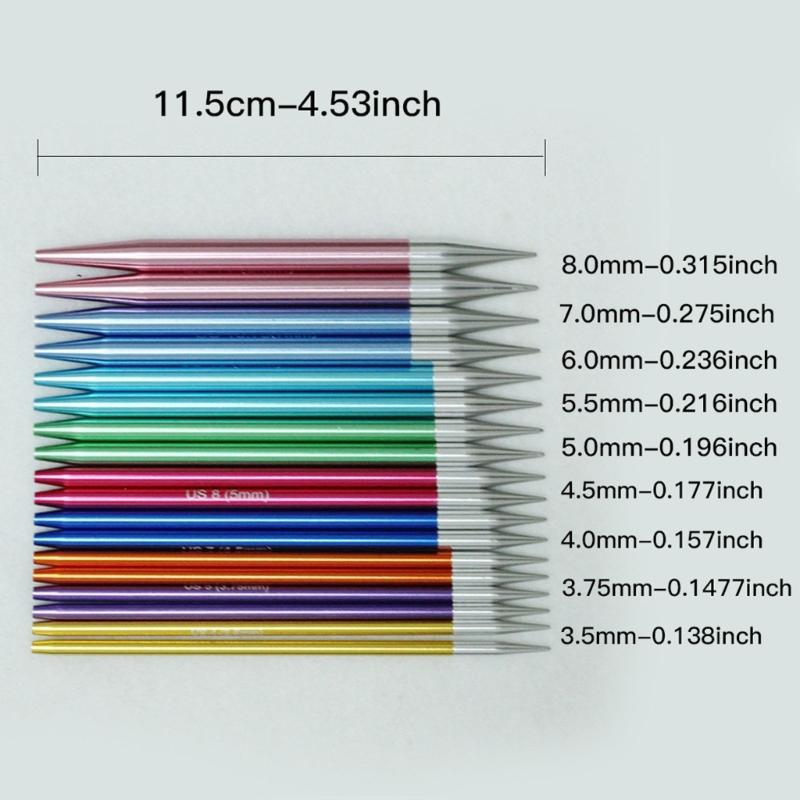 9Pairs Interchangeable Aluminum Circular Knitting Needle with Case Ergonomic Grip for Weaving Yarns Craft 3.5mm-8.0mm