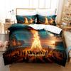 Cool Bonfire Bedding Set Single Twin Full Queen King Size Bed Set Adult Kid Bedroom Duvetcover Sets 3D Print Anime Bed Sheet Set