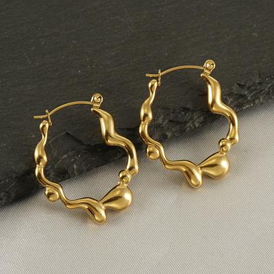 Niche Design Women's Irregular Stainless Steel Earrings, Simple Wind Gold Titanium Steel Earrings