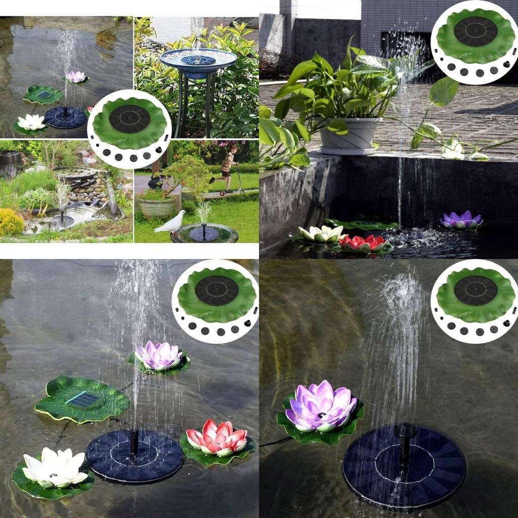 Lotus Leaf Style Solar Fountain For Garden Pond Water Feature With Floating Design