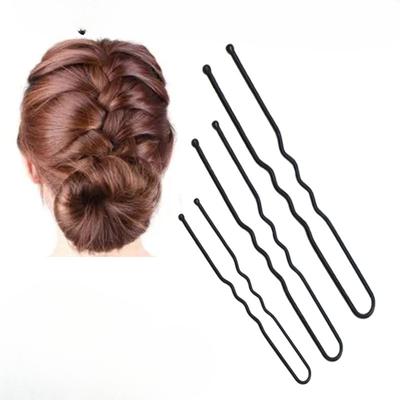 Schwarze nahtlose U-förmige Haarnadel Ein Muss für Duttfrisuren Fixierte Haarnadeln Damen Einreihige Haarnadeln und Haarnadelclips