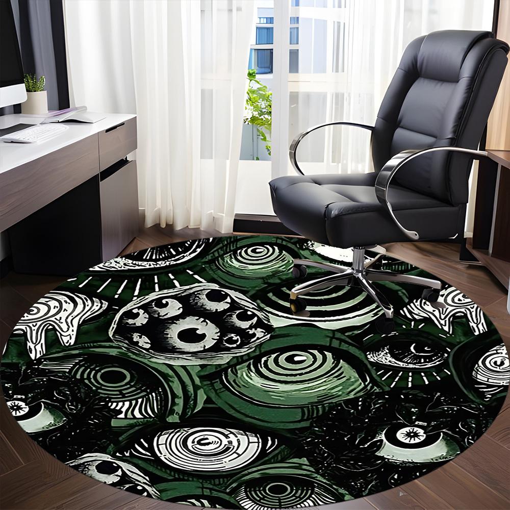 1pc Eyes Pattern Office Round Area Rug, Indoor Mat Suitable For Office, Under Office Chairs Bedroom Living Room Home Decor, Room Deco 112
