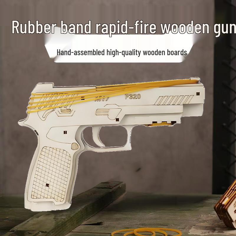 Деревянная 3D модель пистолета Маузер, пазл: Рогатка с резинками - Образовательная игрушка для мальчиков