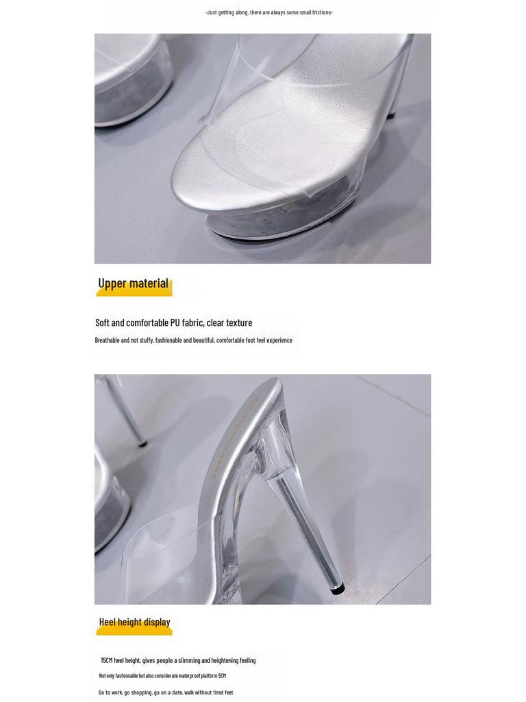 2021 Sommer Trend Transparente Plateau Stilettoabsätze - Spitze Zehenpartie, Superhohe Damen Freizeitschuhe