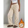 Men Women Winter Fleece Lined Diamond Straight Leg Pants
