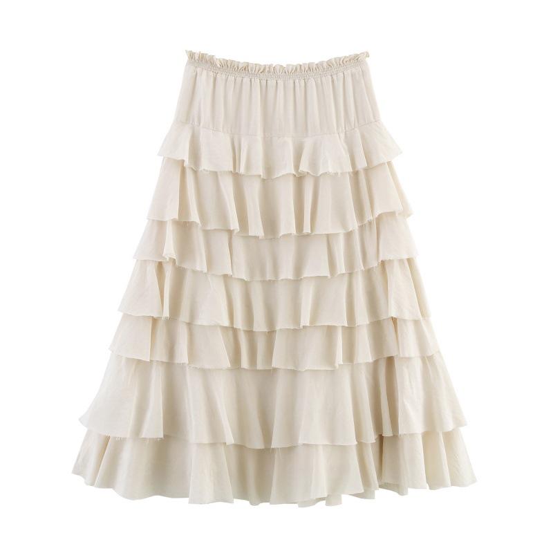 Francuska Retro Warstwowa Spódnica Midi - Letni Design Mody