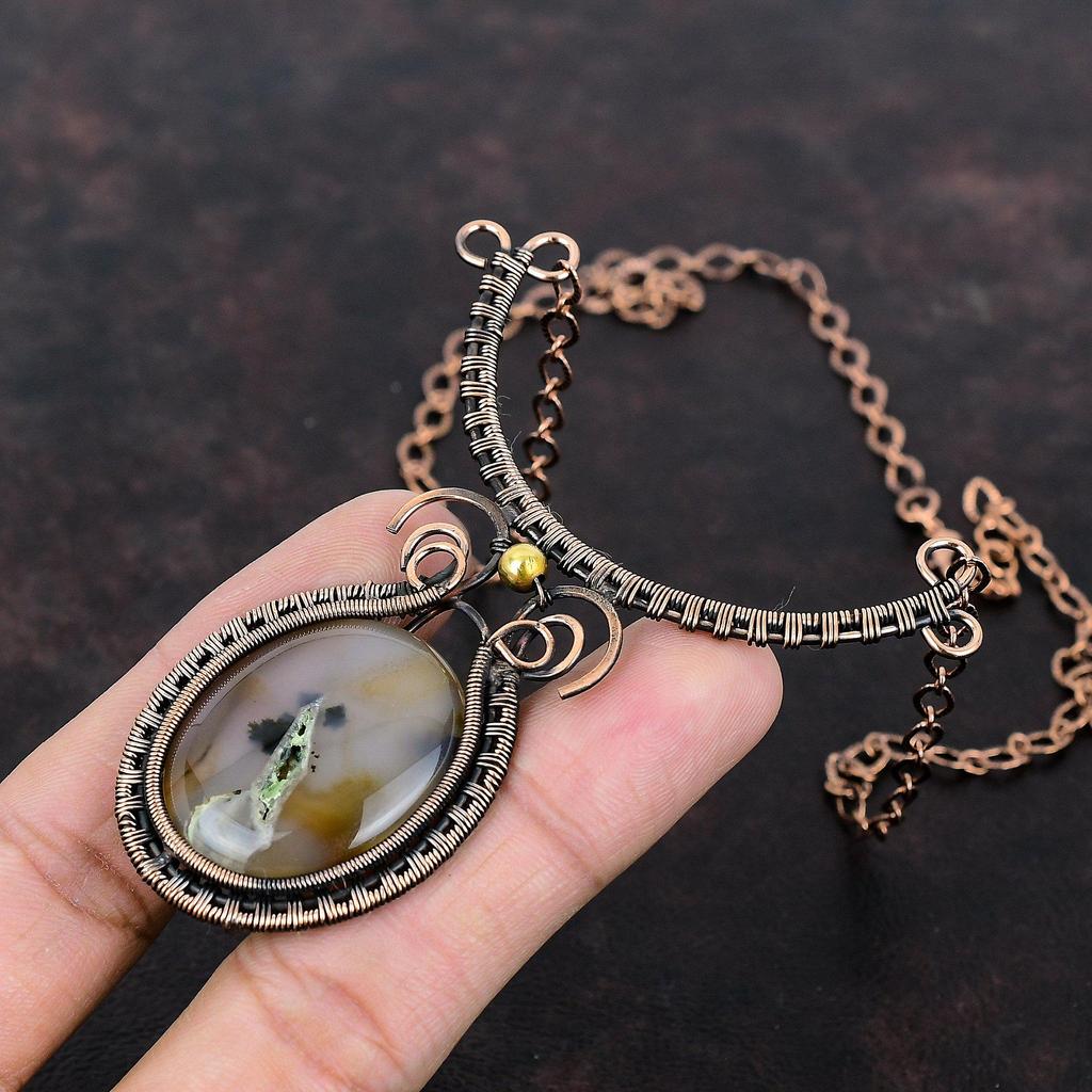 Montana Achat Halskette Kupferdraht umwickelte Halskette Edelstein Verstellbare Halskette Handgefertigte Halskette Kupferdraht Wickel Schmuck Geschenk für Mutter