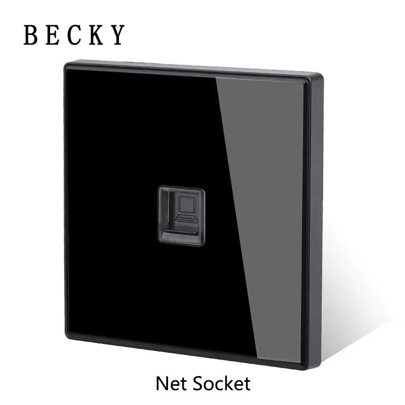 Black Tempered Glass Wall Switch Panel Led European 16a Socket Retro Toggle Light Switch Eu Uk Standard 2usb Socket 1Gang-4gang