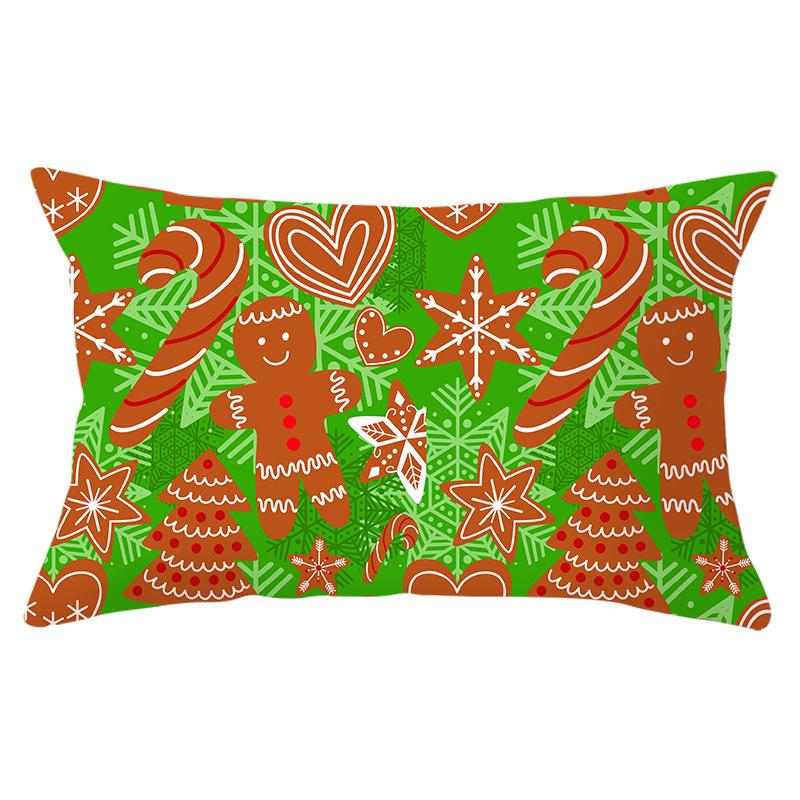 Green Series Christmas Peach Skin Printed Waist Pillowcase Square Sofa Pillowcase Office Pillowcase