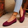 Fashion Women Flats Casual Slip on Shallow Shoes Comfortable Knit Ballet Flat Shoes Round Toe Office Boat Shoes Trend Plus Size Loafers