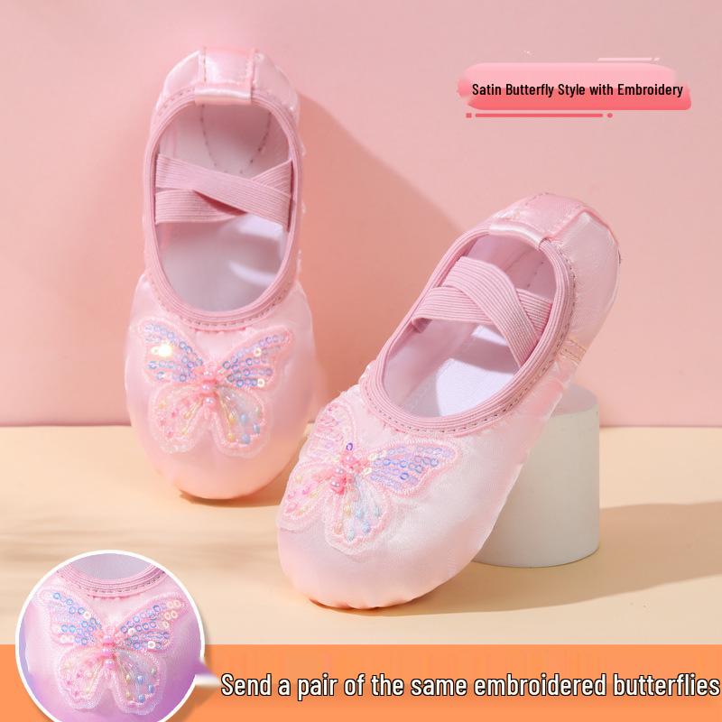 Růžové balerínky bez šněrování s měkkou podrážkou pro dívky