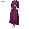 ZANZEA Women Long Sleeve Blouse and Skirts Muslim Casual Two Piece Suit Sets