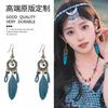 Bohemian water droplets crystal rice beads fringed ear hooks retro ethnic style earrings fashion vacation style earrings