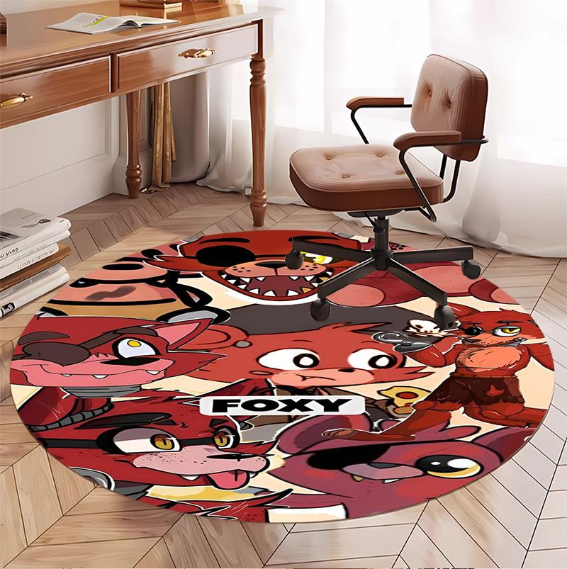 Five Nights at Freddy's Pattern Round Rug, Indoor/Outdoor Mat, for Picnic, Gameroom, Bedroom, Office, Living Room, Home Decor Carpet, Birthday Gift
