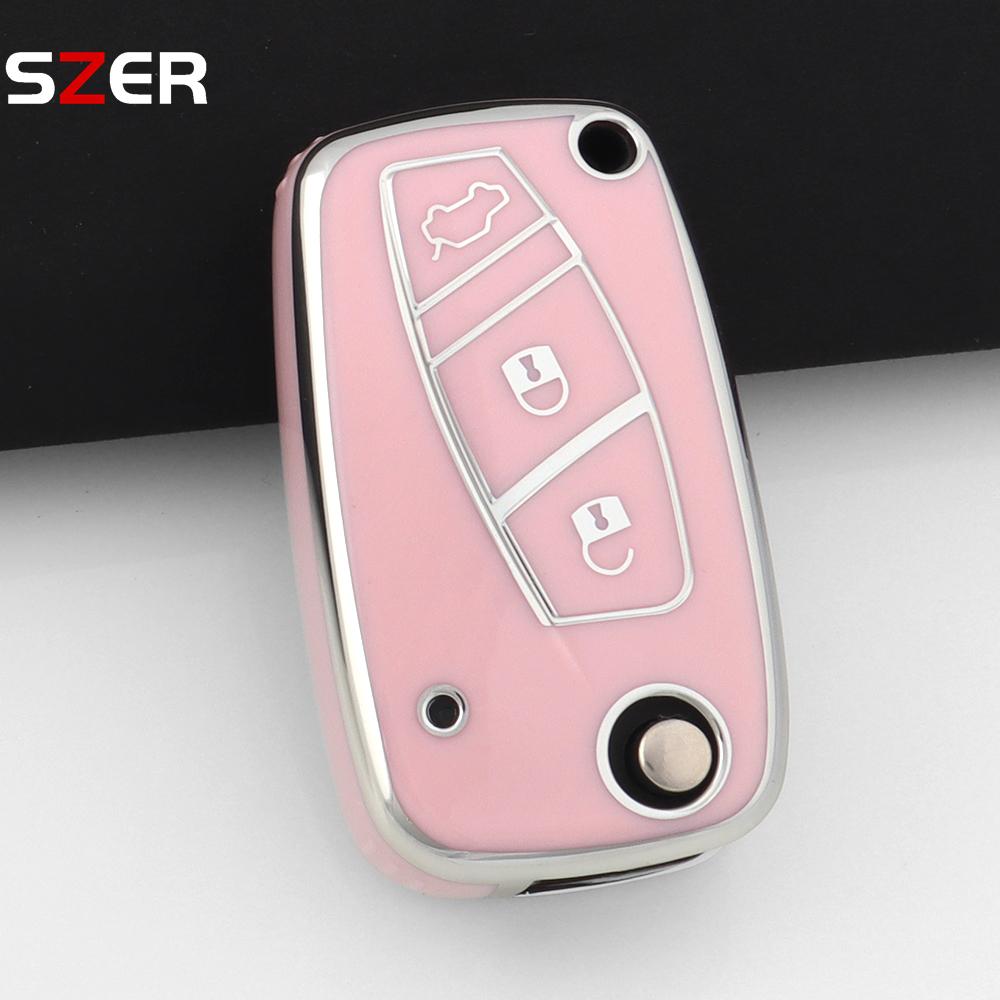 Tpu Car Key Case Cover For Fiat Panda Stilo Punto Doblo Grande Bravo 500 Ducato Minibus Folding Keychain Interior Accessories