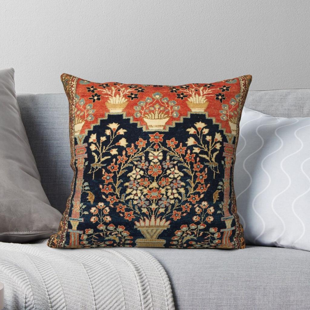 Kashan Poshti Antique Persian Pillowcase Polyester Linen Velvet Creative Zip Decor Room Cushion Case