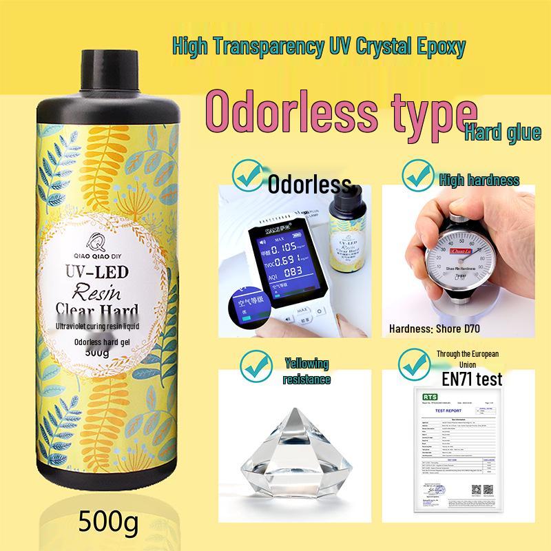 Qiaoqiao Odorless UV Glue: Thin Epoxy Resin, Clear, UV Curing, Yellowing Resistant DIY
