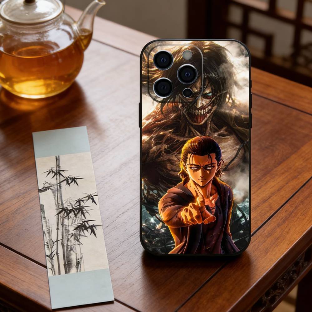 Anime A-Attack On Titan E-Eren Yeager Phone Case For iPhone 17, 16,15,14,13,12,11 Plus,Pro Max, Others Soft Black Cover